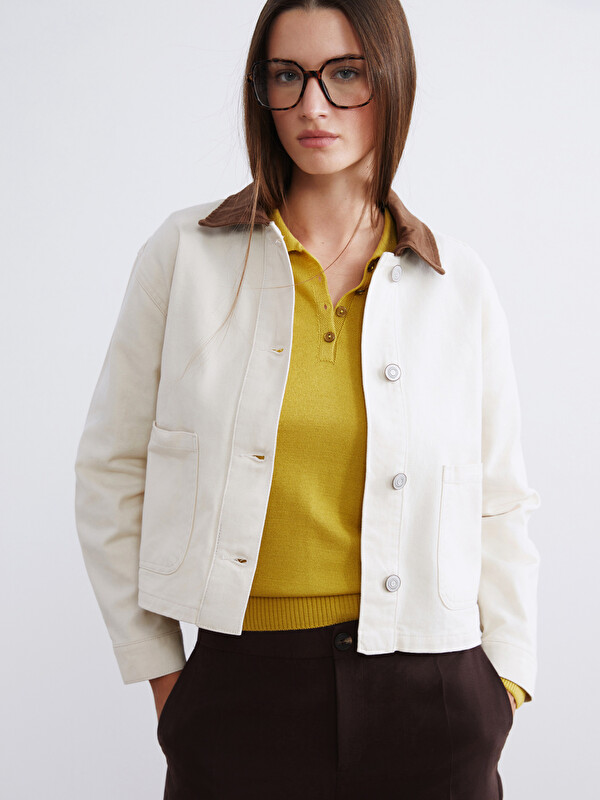 LCW Vision Kontrast Yaka Oversize Kadın Ceket