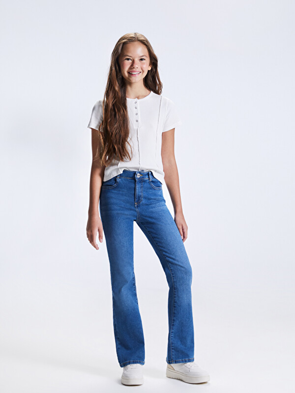 LCW Kids İspanyol Paça Kız Çocuk Jean Pantolon