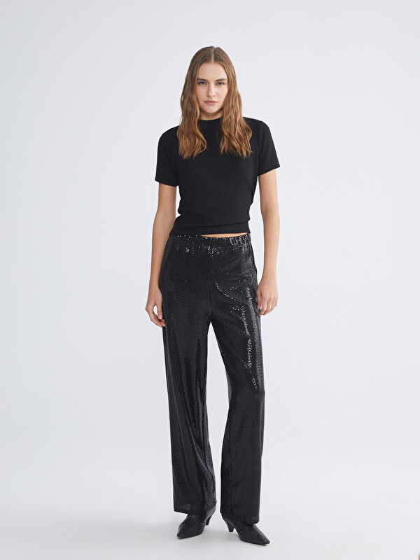 LCW EVERYDAY Standart Fit Payetli Kadın Pantolon