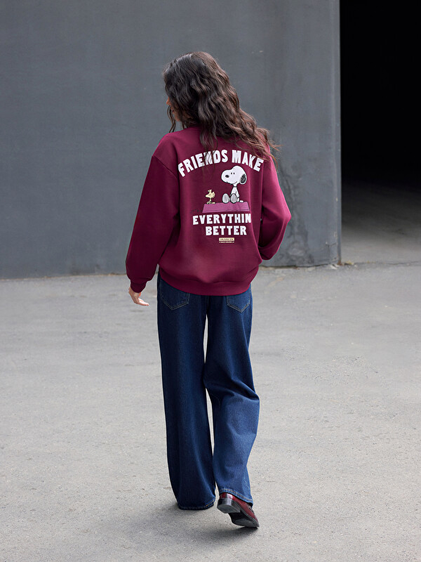 XSIDE Snoopy Baskılı Oversize Kadın Kalın Sweatshirt