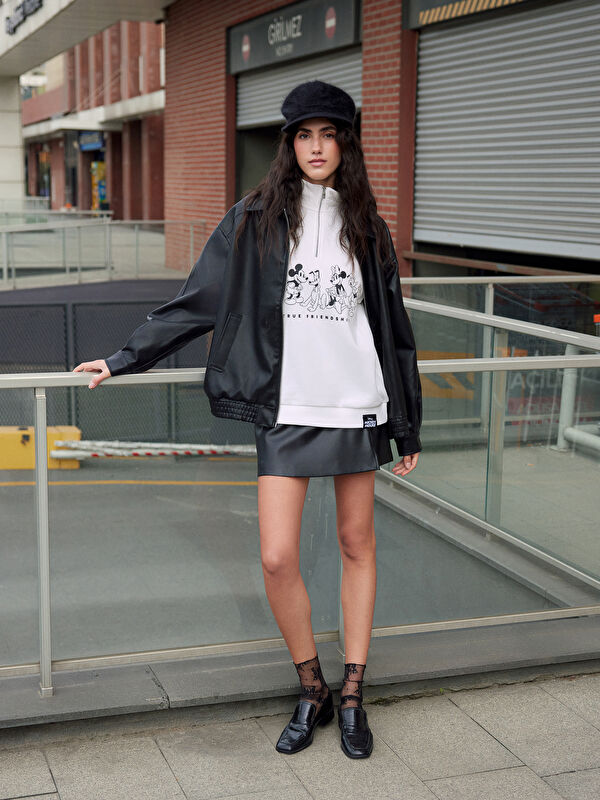 XSIDE Mickey Mouse Baskılı Kadın Kalın Sweatshirt