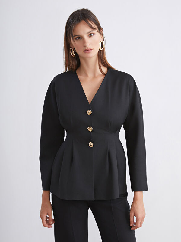 Soulife V Yaka Peplum Kadın Ceket