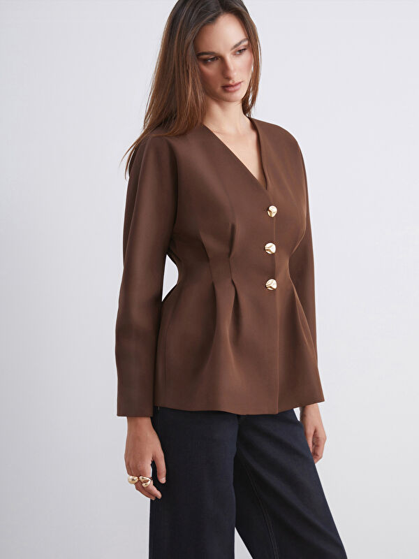 Soulife V Yaka Peplum Kadın Ceket