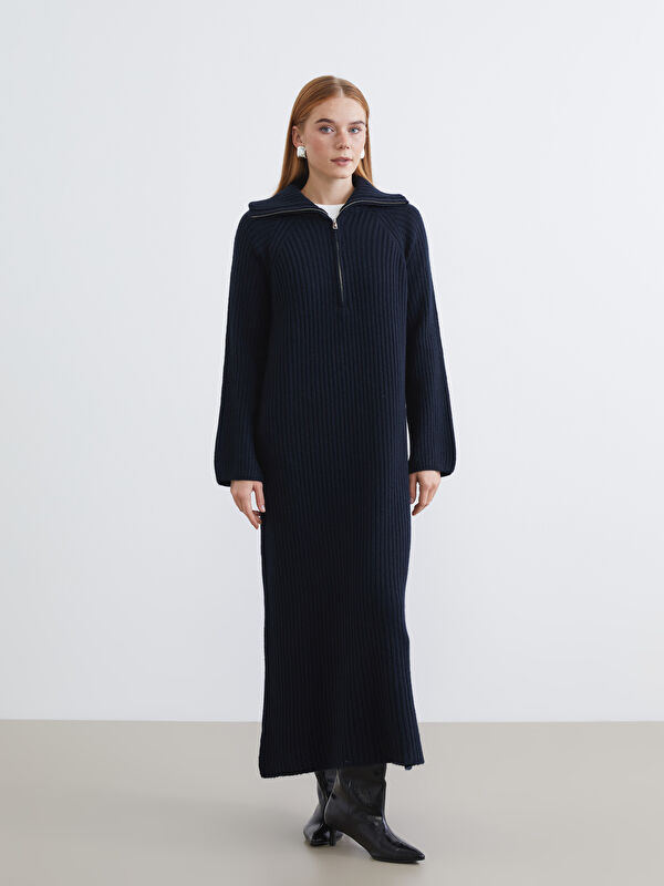 LCW Modest Polo Yaka Triko Elbise