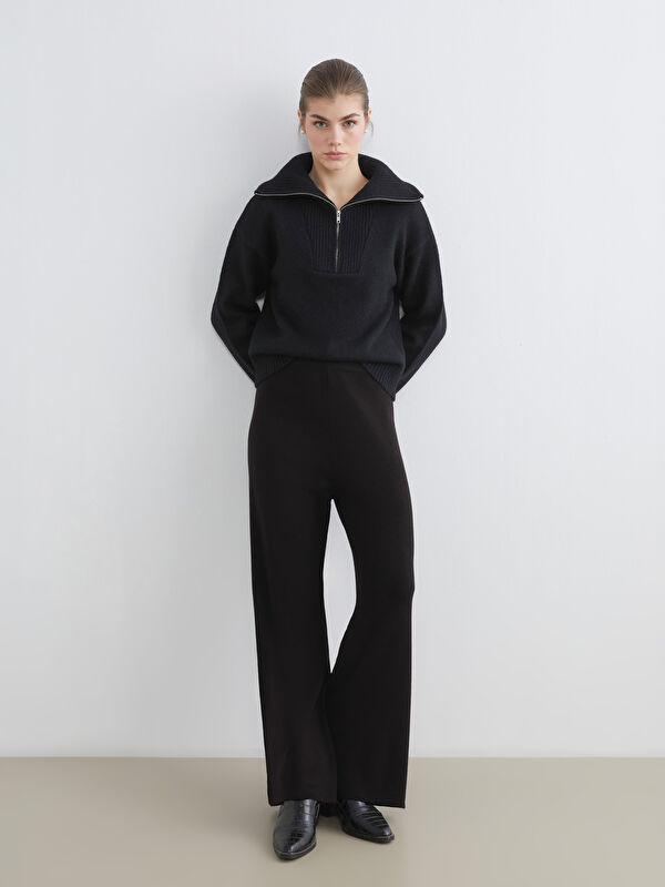 LCW Modest Beli Lastikli Geniş Paça Kadın Triko Pantolon