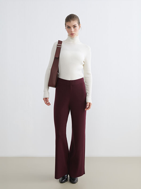 LCW Modest Beli Lastikli Geniş Paça Kadın Triko Pantolon