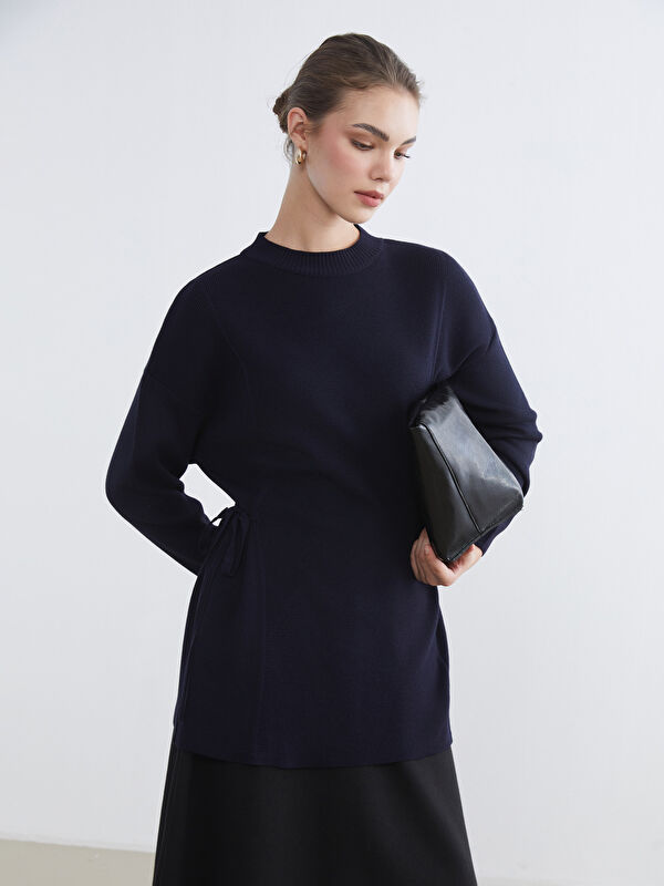 LCW Modest Dik Yaka Oversize Kadın Triko Tunik