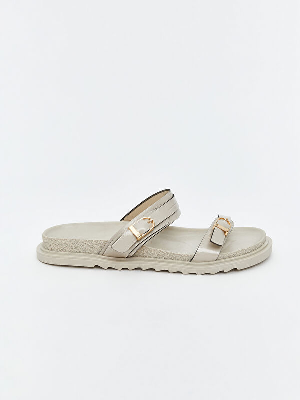 Deri Görünümlü Kadın Terlik - Görsel 3