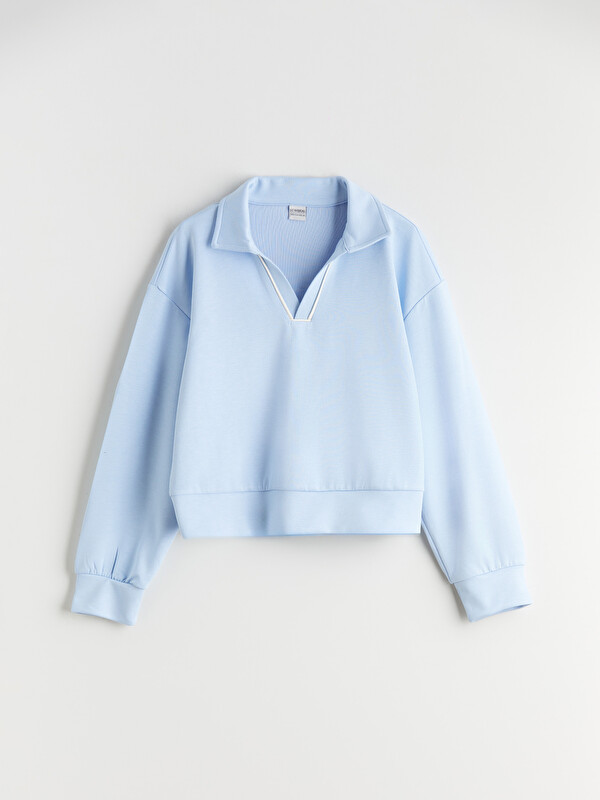 LCW Kids Polo Yaka Kız Çocuk Sweatshirt