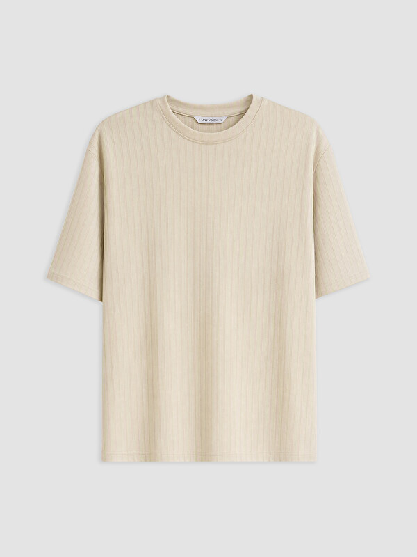LCW Vision Crew Neck Plain Textured Men's T-shirt