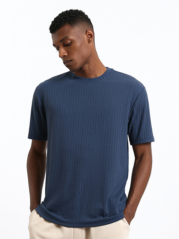 LCW Vision Crew Neck Plain Textured Men's T-Shirt