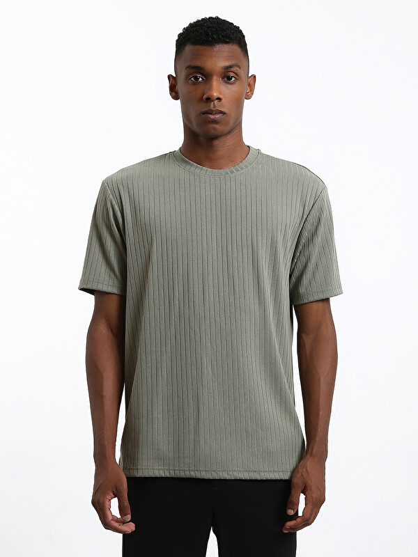 LCW Vision Crew Neck Plain Textured Men's T-Shirt