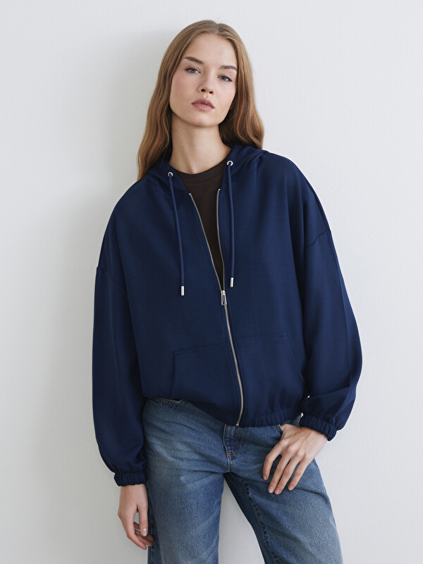 XSIDE Kapüşonlu Oversize Kadın Fermuarlı Sweatshirt