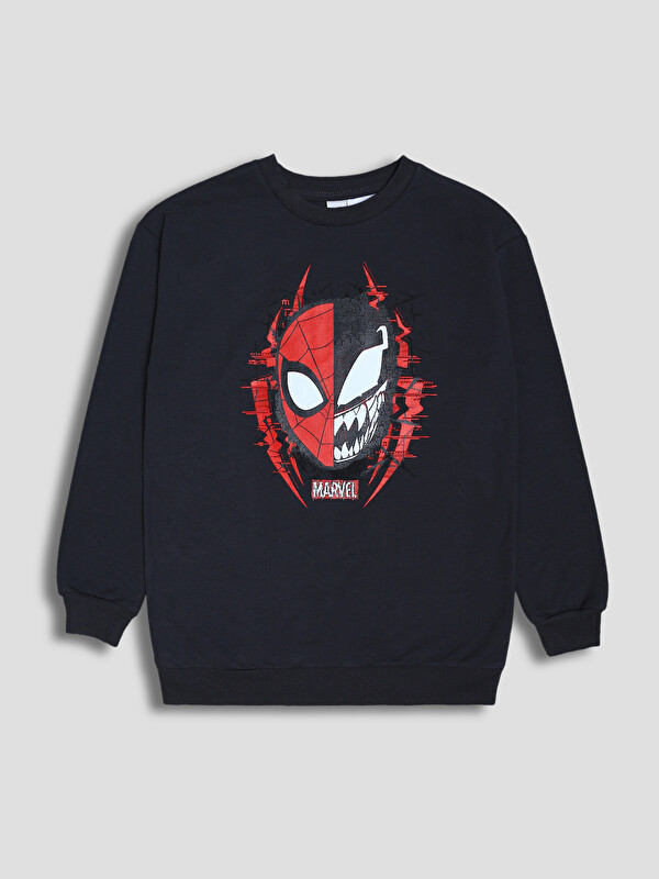 LCW Kids Crew Neck Spider-Man Printed Boys' Sweatshirt