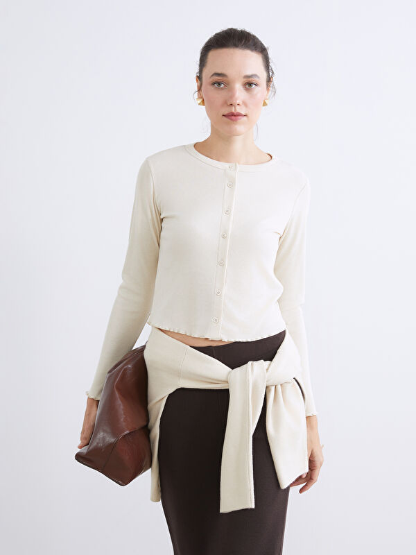 LCW EVERYDAY Bisiklet Yaka Fitilli Crop Kadın Hırka