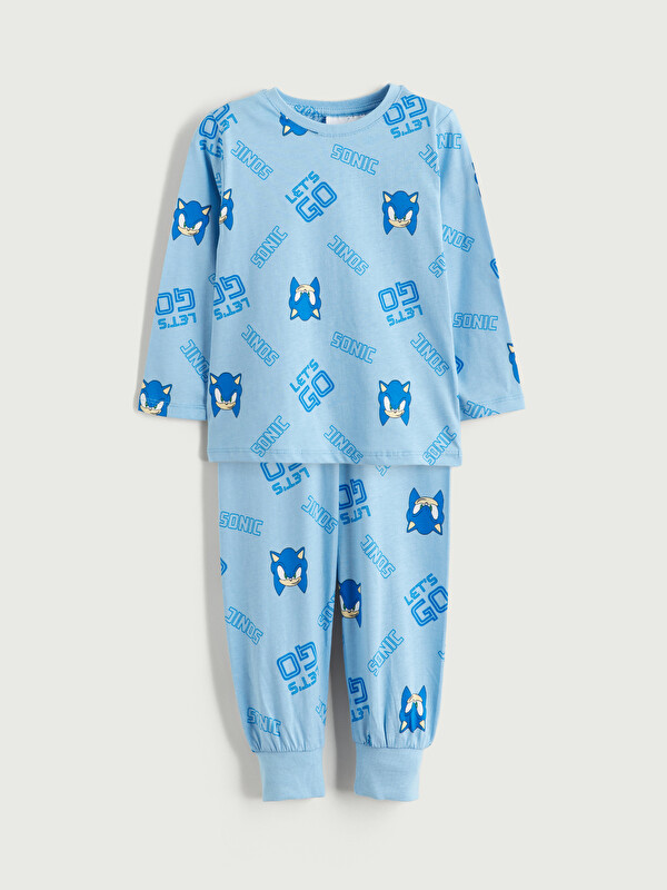 LCW Kids Bisiklet Yaka Sonic Baskılı Erkek Çocuk Pijama Takımı
