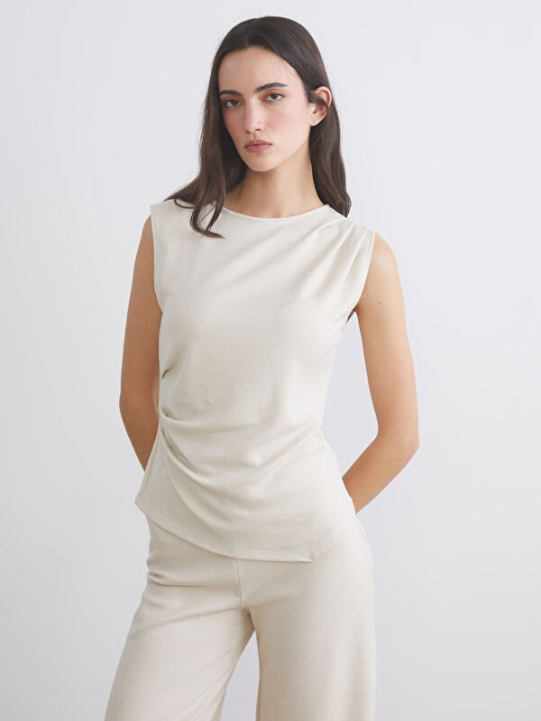 LCW Vision Bluse mit Rundhalsausschnitt und Raffung