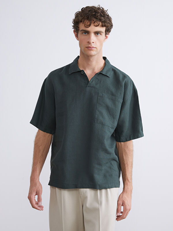 LCW Vision Regular Fit Kısa Kollu %100 Keten Erkek Gömlek