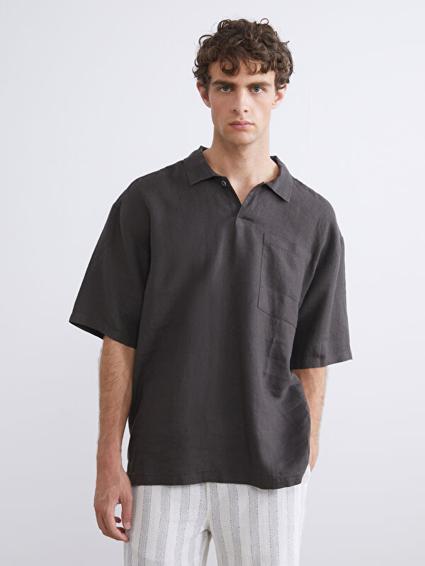 LCW Vision Regular Fit Kısa Kollu %100 Keten Erkek Gömlek
