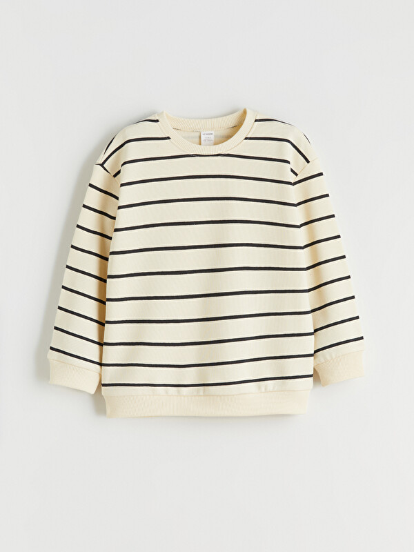 LCW Kids Bisiklet Yaka Çizgili Erkek Çocuk Sweatshirt