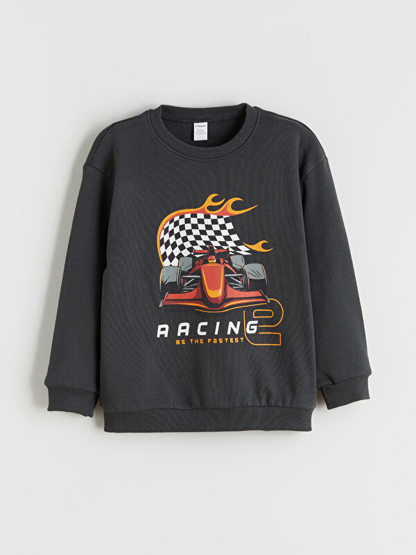 LCW Kids Bisiklet Yaka Baskılı Erkek Çocuk Sweatshirt