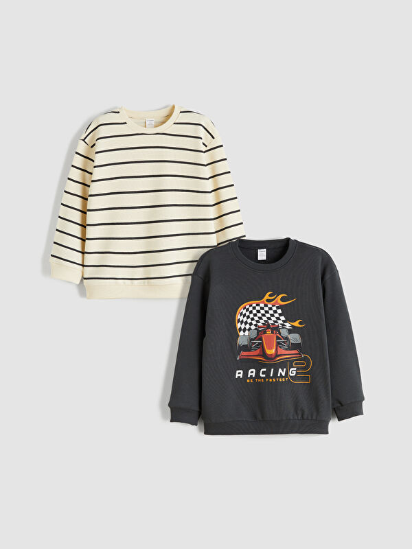 LCW Kids Rundhalsausschnitt Jungen Dickes Sweatshirt 2er-Pack