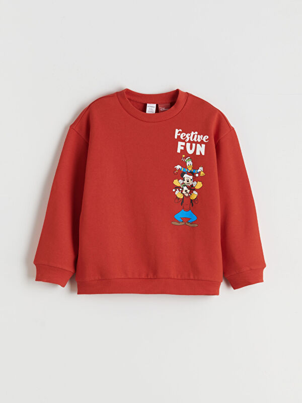 LCW Kids Mickey Mouse Printed Boys' Thick Sweatshirt
