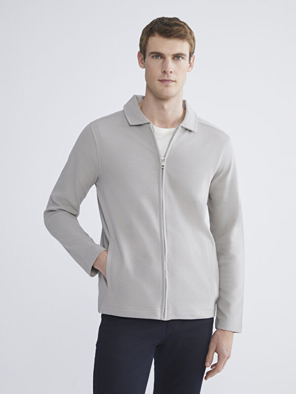 LCWAIKIKI Classic Standart Kalıp Polo Yaka Erkek Fermuarlı Sweatshirt