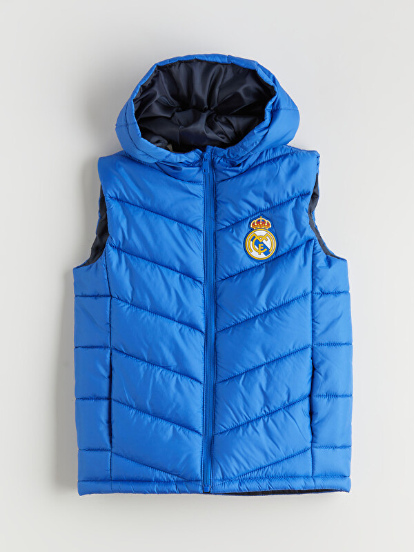 LCW Kids Kapüşonlu Real Madrid Baskılı Erkek Çocuk Şişme Yelek