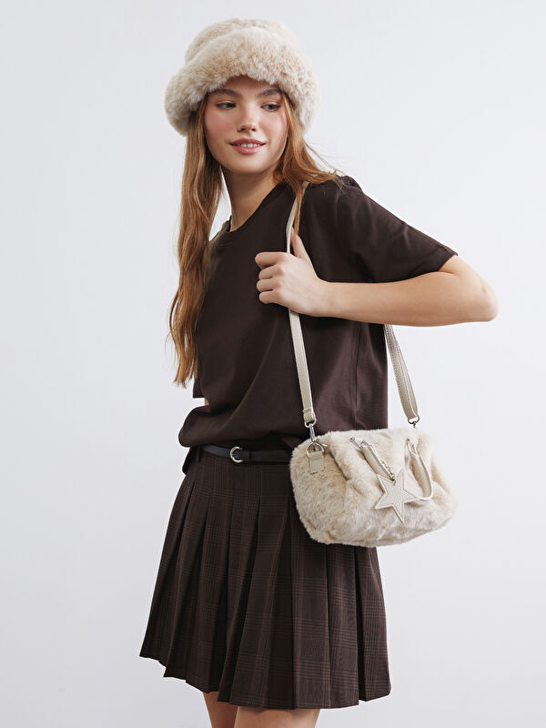 LCW ACCESSORIES Yıldız Desenli Pelüş Kadın Kol Çantası