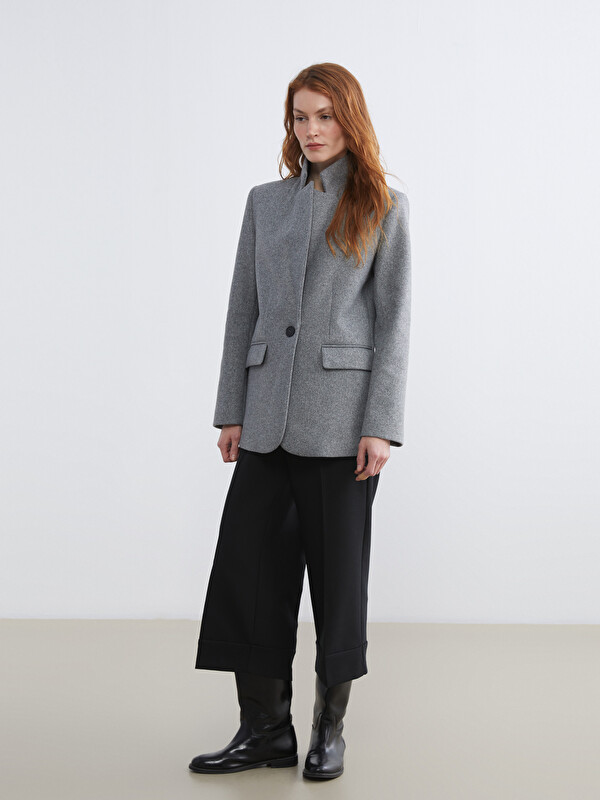 LCW Vision Gri Kadın Kaşe Blazer Ceket - W5L400Z8-CT3 | LCW