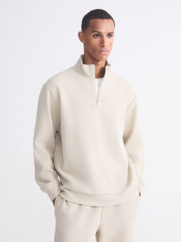 LCW Vision Zippered Funnel Neck Men's Thick Sweatshirt