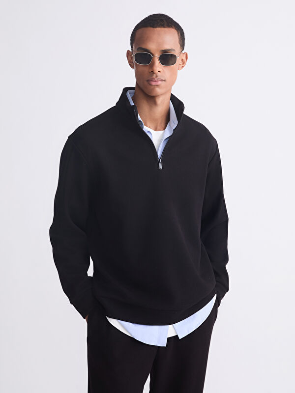 LCW Vision Zippered Funnel Neck Men's Thick Sweatshirt