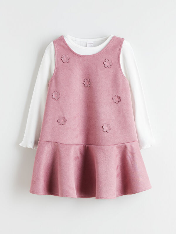 LCW Kids Çiçekli Kız Çocuk Süet Elbise
