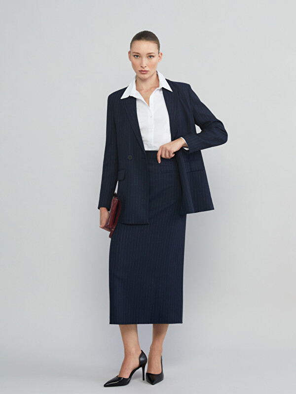 LCWAIKIKI Classic Çizgili Kadın Blazer Ceket