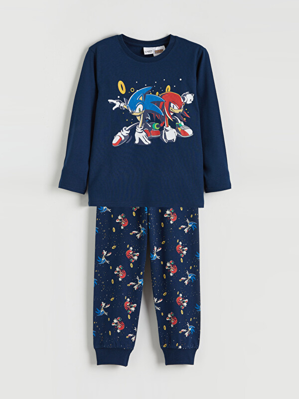 LCW Kids Bisiklet Yaka Sonic Baskılı Erkek Çocuk Pijama Takımı