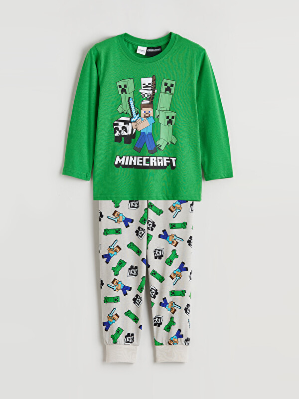 LCW Kids Rundhalsausschnitt Minecraft Bedrucktes Pyjama-Set für Jungen