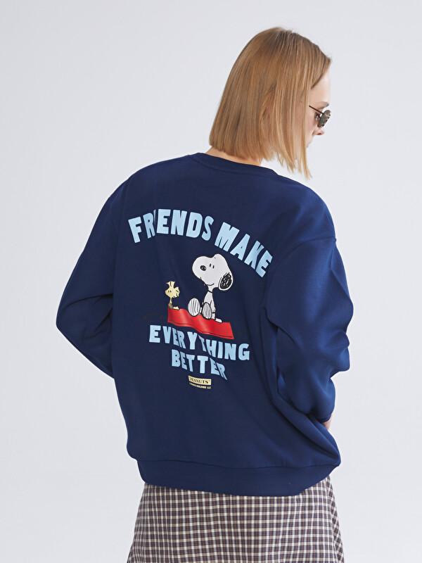 XSIDE Snoopy Baskılı Oversize Kadın Kalın Sweatshirt