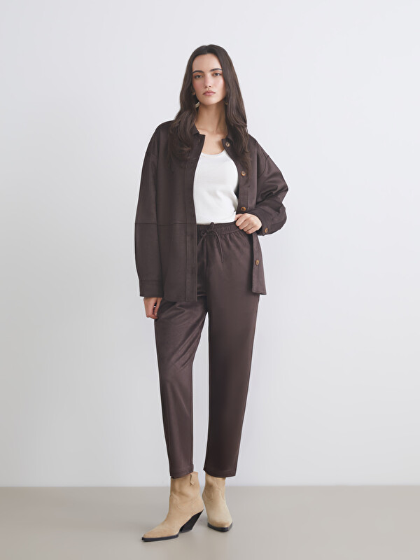 LCW Vision Elastic Waist Suede Look Women's Trousers