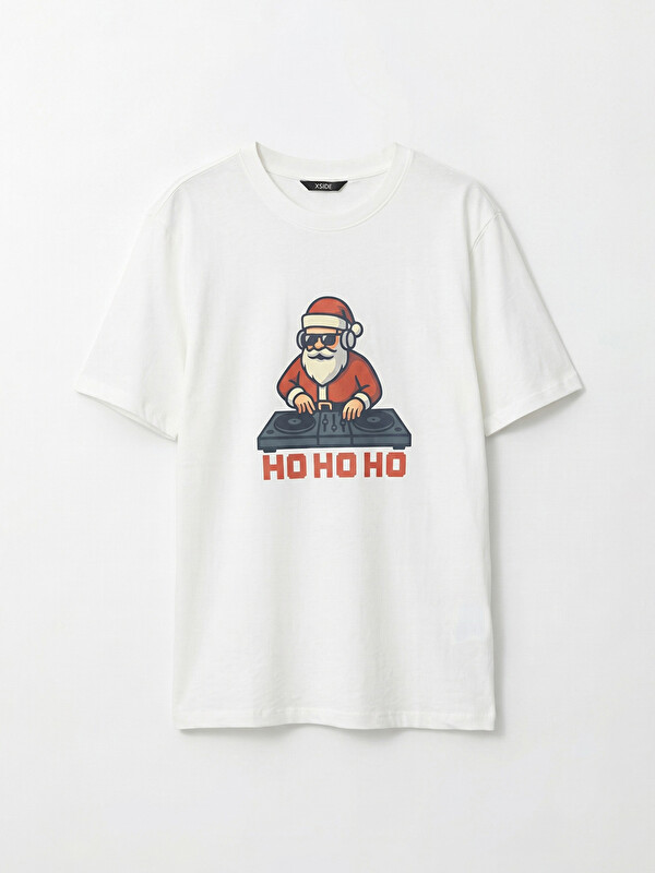 XSIDE Crew Neck New Year Themed Men's T-shirt