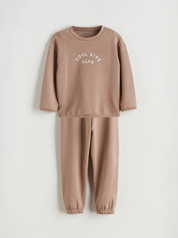 LCW baby Bisiklet Yaka Erkek Bebek Sweatshirt ve Eşofman Alt 2'li