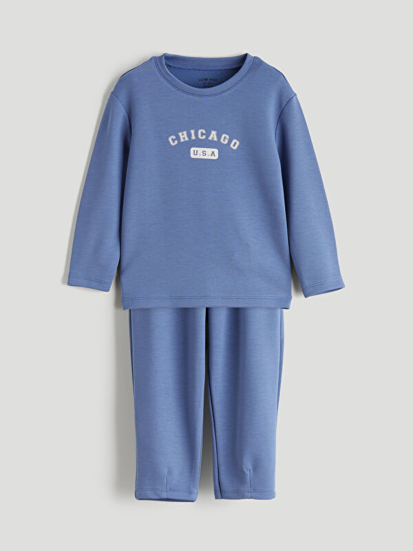 LCW baby Bisiklet Yaka Erkek Bebek Sweatshirt ve Eşofman Alt 2'li