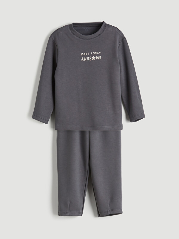 LCW baby Bisiklet Yaka Erkek Bebek Sweatshirt ve Eşofman Alt 2'li