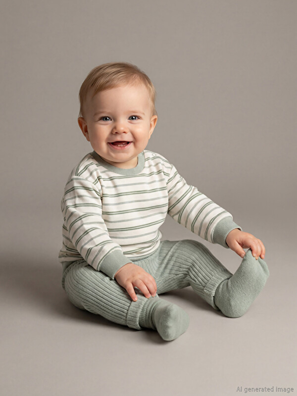 LCW baby Bisiklet Yaka Erkek Bebek Sweatshirt ve Eşofman Altı