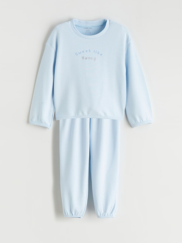 LCW baby Baskılı Kız Bebek Sweatshirt ve Eşofman Altı