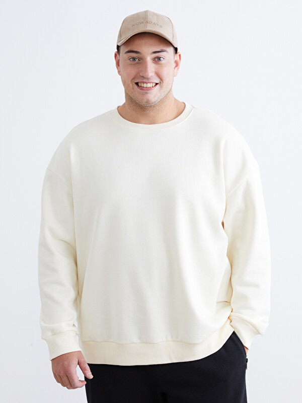 XSIDE Büyük Beden Bisiklet Yaka Erkek Sweatshirt
