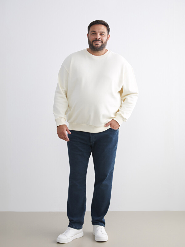 XSIDE Büyük Beden Bisiklet Yaka Erkek Sweatshirt