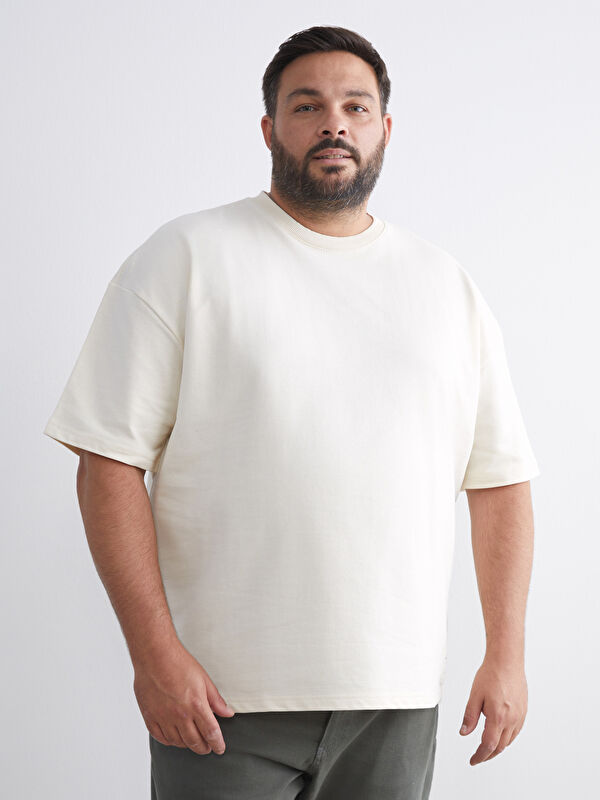 XSIDE Büyük Beden Bisiklet Yaka Kısa Kollu Erkek Sweatshirt