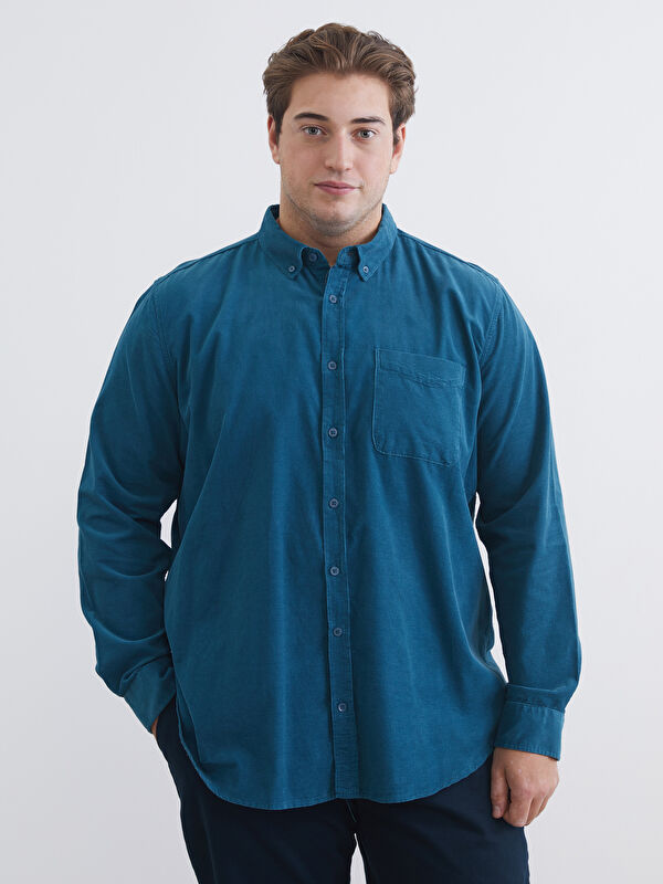 LCWAIKIKI Classic Regular Fit Uzun Kollu Kadife Erkek Gömlek