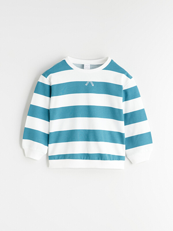 LCW baby Bisiklet Yaka Çizgili Erkek Bebek Sweatshirt